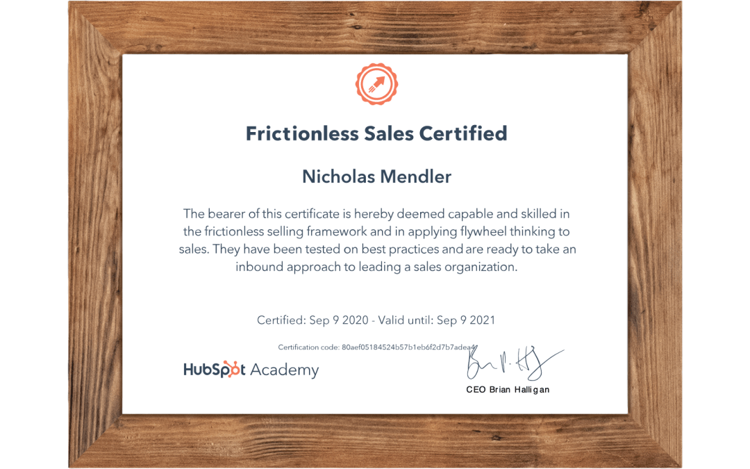 HubSpot Frictionless Sales Certified